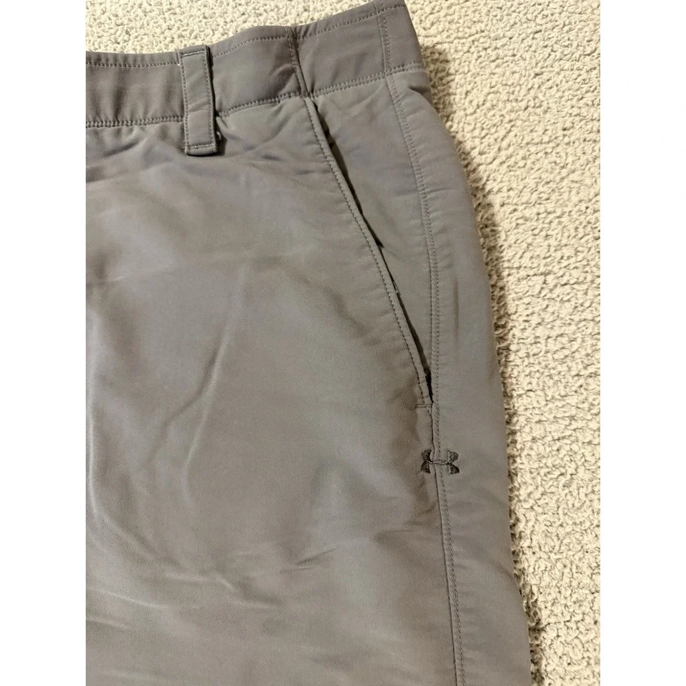 Under Armour The Match Play Shorts Gray Golf Stretch Flat Front Heat Gear Men 36